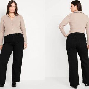 Old Navy high rise wow wide leg jeans in Black Jack